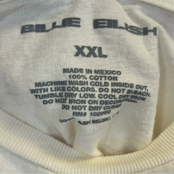 Billie Eilish Blue White Graphic Band Tee Womens L/XL Pop Music Festival Tour - Picture 5 of 8